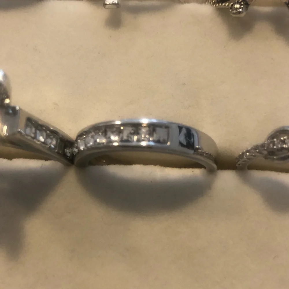 Classic silver-tone Princess-Cut CZ Gemstones Set